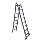 Kopėčios teleskopinės dvipusės aliuminės DRAUMET | 16 pakopų 90-500cm