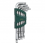 ⬡ &Scaron;e&scaron;iabriaunių TORX raktų su rutuliniu antgaliu rinkinys 9 vnt. (T10-T50) (ST09715, SATA)
