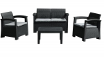 Rotango baldų komplektas: sofa, 2 foteliai, stalas