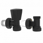 Ventilių komplektas, radiatoriams, juodas, vid./i&scaron;or. 1/2"