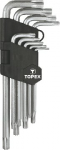 Raktų žvaigždinių rinkinys 9vnt. T10-50mm ilgi TORX Cr-V Topex