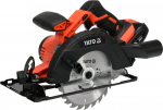 Pjūklas diskinis akumuliatorinis 18V Li-ion Yato | 165mm, 2,0Ah, 3800RPM