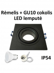 Reguliuojamas LED rėmelis į pakalimą GU10 juodas kvadratinis su lemputė