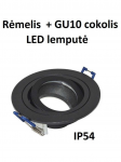 Reguliuojamas LED rėmelis į pakalimą GU10 juodas apvalus su lemputė