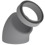 EPS alkūnė D125mm 45&deg; su mova