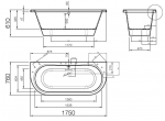 Akmens mases vonia Onda, 1750x760 mm, balta