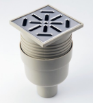 Vertikalus, reguliuojamo auk&scaron;čio trapas su nerūdijančio plieno grotelėmis CAPRICORN, d 100