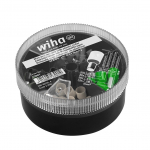 Antgaliai su plastikine mova &scaron;erdies uždarymui, komplektas (4-16mm, 100 vnt.) WIHA