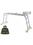 Kopėčios aliuminės, sulankstomos 4 dalių FORTE | 4x3 pakopų 176-344cm