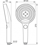 Ideal Standard Idealrain SOLOS rankinė du&scaron;o galva 130 mm, 3 funkcijos, 8 l/min, &scaron;lifuotas magnetas