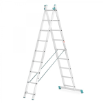 Kopėčios aliuminės, universalios, dvipusės, i&scaron;traukiamos, 2 dalių EUROSTYL | 2x9 pakopų 258-427cm
