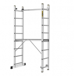 Aliuminio kopėčios - pastoliai DRABEST, 2x8 pakopos, platforma 46x150 cm (AL-DR-RU-2X8-PRO-2K+H)