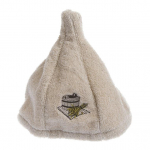 Medvilninė pirties kepurė su kubilo paveikslėliu, smėlio