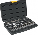 Įrankių rinkinys 46vnt. 1/4" Crv Topex | galvutės: 4-14mm; antgaliai: PZ1-PZ3, PH1-PH3, T10-T40, H3-H8