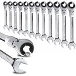 ⬡ Kombinuotas terk&scaron;linis atviras raktas su lanksčia galva 18 mm (CL407418, CHANGLU TOOLS)