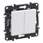 Perjungiklis LEGRAND NILOE STEP, 2 klav., baltos spalvos