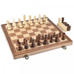 Medinis magnetinis &scaron;achmatų ir &scaron;a&scaron;kių rinkinys 2 viename, 15&Prime; &ndash; sulankstomas kelioninis stalo žaidimas