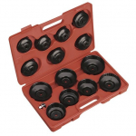 ⬡ Alyvos filtro dangtelio raktų rinkinys 15 vnt. (AT1104, ELLIENT TOOLS)
