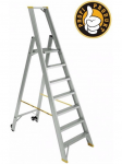 Kopėčios aliuminės, vienpusės FORTE | 10 pakopų 212-302cm su porankiais ir ratukais
