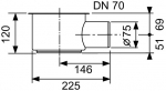 TECEdrainline sifonas, DN 70 horizontalus, montavimo H 148mm; pralaidumas 1.4 l/s