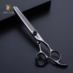 Jargem Black Thinning - eleganti&scaron;kos vienpusės filiravimo žirklės su dekoratyviniu juodu varžtu - Dydis: 7,5 "- 56 dantukai