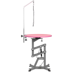 &bdquo;Shernbao Air Lift Grooming Table&ldquo; &ndash; kirpimo stalas su 60 cm pasukamu stalvir&scaron;iu ir pneumatiniu keltuvu, rožinis.