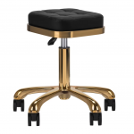 "Activ M-1645 Gold Black" - aukso spalvos groomerio kėdė, kvadratinė dygsniuota, juoda