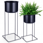 Vazonas ant stovo, metalinis, juodas, 39,5 / 58,5 cm, 2 vnt.