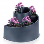 Sodo gėlių vazonas, plastikinis, juoda spiralė 53x43x32cm.
