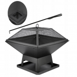 Sodo židinys, laužavietė su dangčiu ir žarstuku i&scaron; plieno