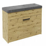 Natūralaus ąžuolo spalvos batų spintelė su sėdyne ir daiktadėže