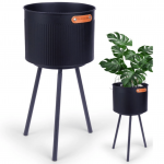 Vazonas ant metalinių kojelių, juodas, 20x45cm