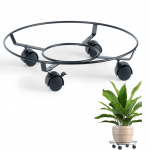 Metalinis gėlių vazono stovas ant ratukų, 40 cm