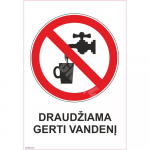 Ženklas Draudžiama gerti vandenį Ženklo pagrindas Plastikas (PVC putplastis 2 mm) Ženklo tipas bendras ženklas Ženklo dydis 150x220 mm (su tekstu) Gestų teksto kalba Lietuvių