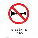 Ženklas Stebėkite tylą Ženklo pagrindas Lipdukas Ženklo tipas bendras ženklas Ženklo dydis 150x220 mm (su tekstu) Gestų teksto kalba Lietuvių