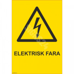 Liuminescencinis ženklas Atsargiai! Elektros smūgio pavojus Ženklo pagrindas Plastikas (PVC putplastis 2 mm) Ženklo tipas bendras ženklas Ženklo dydis 150x220 mm (su tekstu) Gestų teksto kalba &Scaron;vedijos