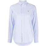 Mar&scaron;kiniai ilgomis rankovėmis moterims, Mėlyna, Long sleeve button front shirt