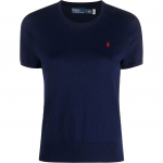 Megztinis moterims, Mėlyna, Short sleeve pullover