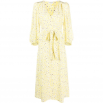 Midi suknelė moterims, Geltona, V-neck dress