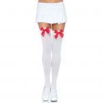 LEG AVENUE HOSIERY &ndash; leg avenue - nailoniniai kelnės su kaspinu balti / raudoni