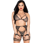 LEG AVENUE SETS - 89362 Juodas Komplektas su Garteru