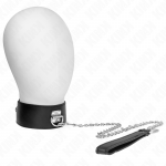 KINK COLLAR & GAG &ndash; kink - kaklo papuo&scaron;alas su diržu 65 cm su plačiu juodu reguliuojamu 33.5-41 cm x 5 cm