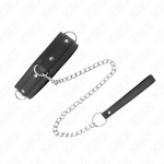 KINK COLLAR & GAG &ndash; kink - kaklo papuo&scaron;alas su pavadėliu 65 cm 3 žiedų modelis 1 reguliuojamas 38-49 cm x 5 cm