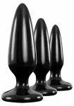 NS Novelties Pleasure Plug Trainer Kit, 3 dydžiai, TPE, juodas