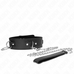 KINK COLLAR & GAG &ndash; kink - kaklo papuo&scaron;alas su pavadėliu 65 cm 3 žiedų modelis 2 reguliuojamas 36-43 cm x 5 cm