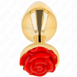 KINK PLEASURE PLUGS &ndash; kink - auksinis analinis ki&scaron;tukas su raudona rože dydis l