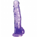 KING COCK &ndash; ai&scaron;kus realisti&scaron;kas penis su kiau&scaron;iniais 16.5 cm purpurinis