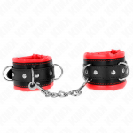 KINK WRIST RESTRAINT &ndash; kink - sunkūs rankų apribojimai su raudona kailiuku, reguliuojami 20-30 cm x 6 cm