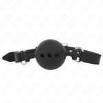 KINK COLLAR & GAG &ndash; kink - full silicone gag 55 x 2 cm with 4.5 cm ball size m black adjustable 35-51 cm