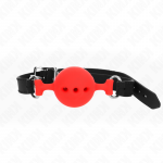 KINK COLLAR & GAG &ndash; kink - full silicone gag 55 x 2 cm with 4.5 cm ball size m red adjustable 35-51 cm